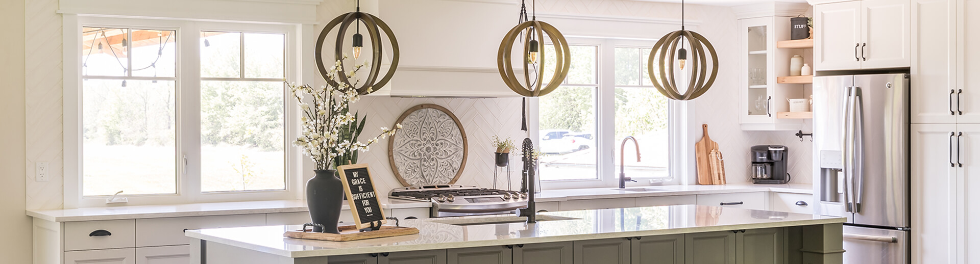 elegant custom kitchen with warm natural light